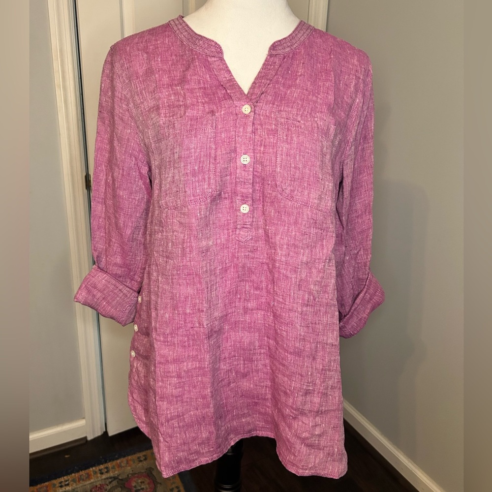 Talbots Linen Button Front Tunic NWT